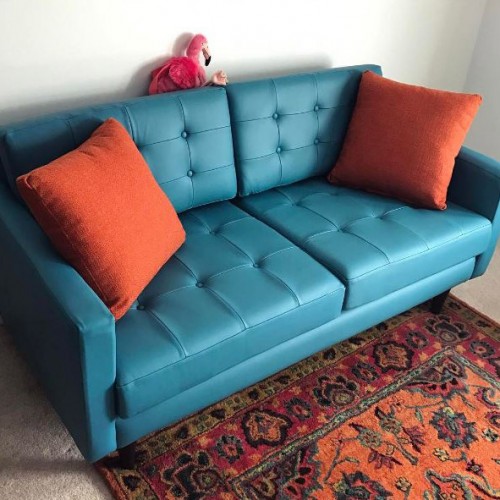 Eliot Leather Apartment Sofa - Photo by Caroline Helms